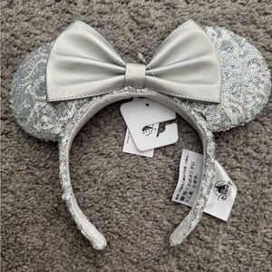 Silver Sequin Mouse Ears Headband